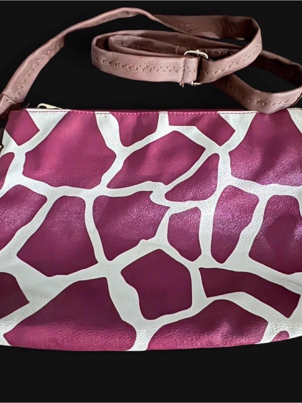 Pink Patterned Crossbody Bag - Unbranded